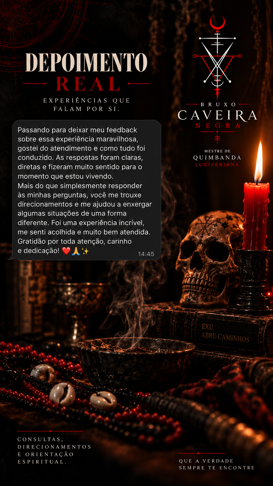 Depoimento de consulente do Oráculo dos Mortos